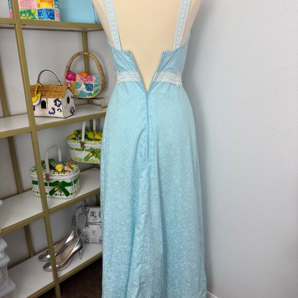 Adorable "Liza" by Lilly Pulitzer Soft Blue Floral Maxi Dress Vintage Size 11-12 - Picture 7 of 16